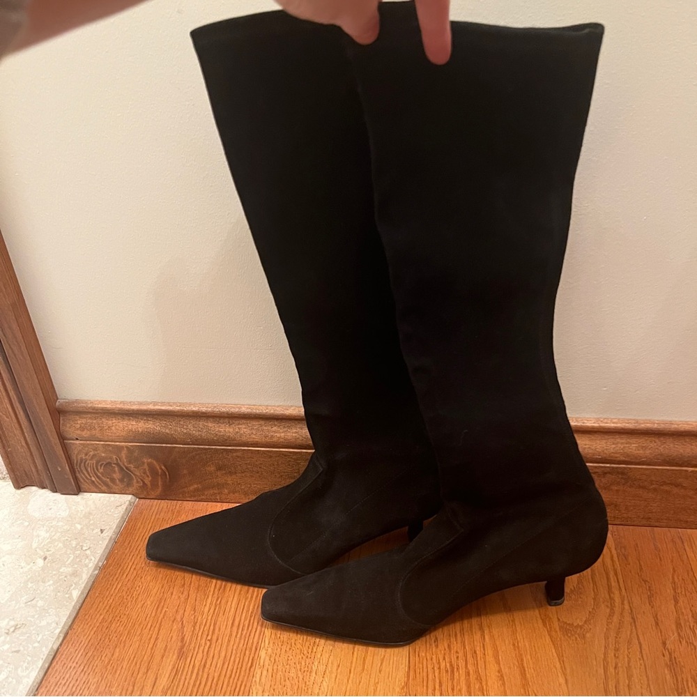 Stuart Weitzman Suede Black Knee High Boots Size 8 - Picture 8 of 13